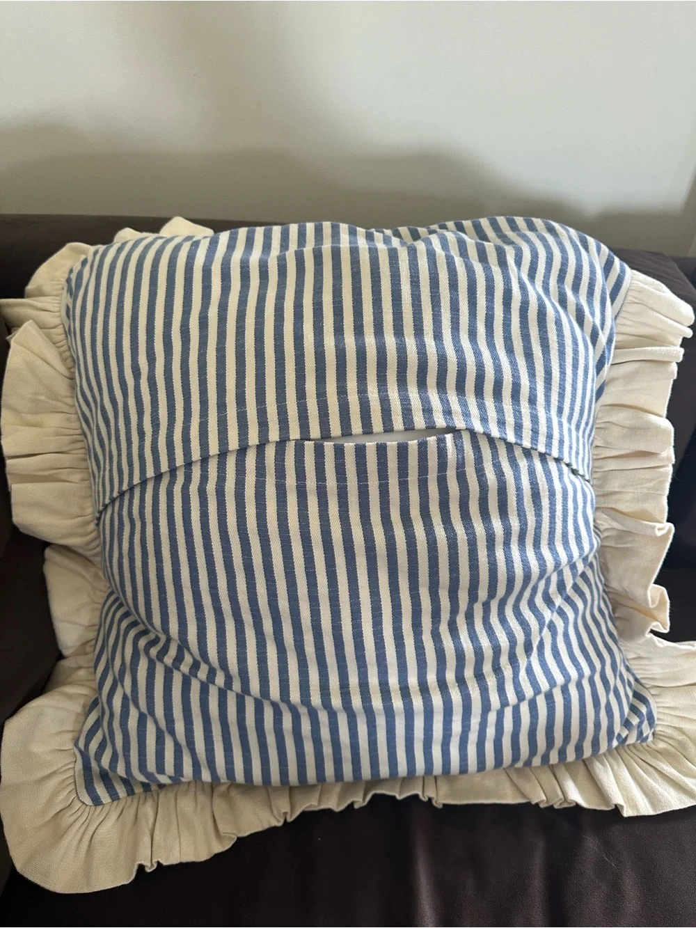 IKEA Decorative Pillow Akernejlika Embroidered Pillow Ruffled 20”x 20”